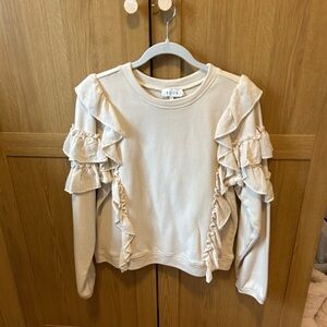 Acoa ruffle sleeve cream long sleeve top. Size S, fits XS-M.